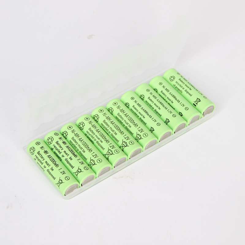 10粒装配送AA电池盒 800mAh 5号1.2V可充电Ni-MH aa镍氢电池