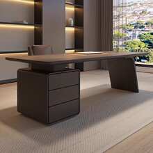 意式极简实木书桌家用客厅书房写字台简约轻奢老板高端电脑办公桌