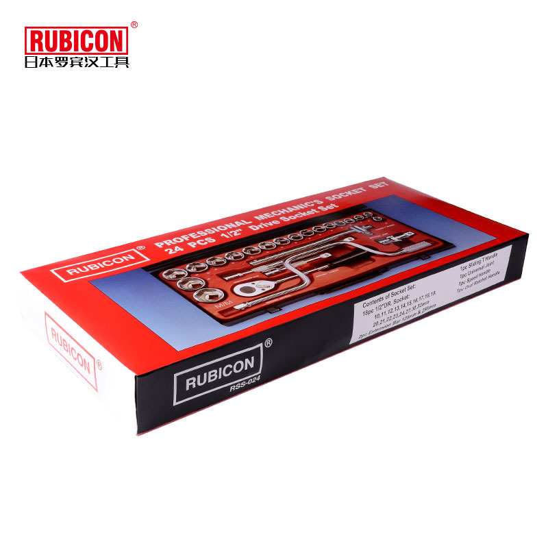 日本RUBICON罗宾汉RSS-024 10-32mm 1/2六角套筒扳手24件套装