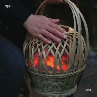 火笼竹编老式烘笼手工竹编取暖火盆火篮怀炉家用老人手提式烤火笼