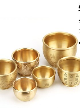 厂家 铜缸摆件百福铜缸招米缸摆件家居桌面装饰工艺品摆件