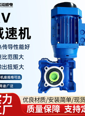 源头厂家 RV蜗轮蜗杆减速机蓝色带电机小型低噪音变速箱减速机