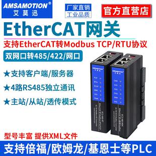 艾莫迅EtherCAT转Modbus通讯模块双网口转TCP/RTU/RS485/RS422-EC