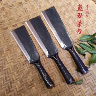 直刃柴刀老式砍柴刀农村砍柴劈竹开山刀镰刀弹簧钢纯手工锻打柴刀