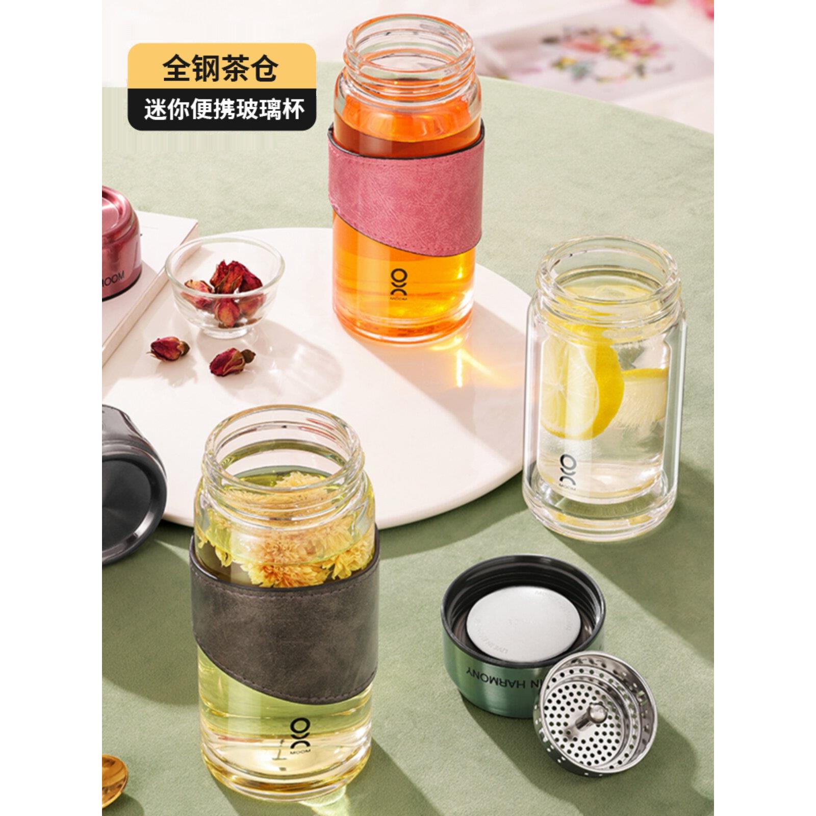 睦睦双层玻璃小杯子耐摔便携泡茶杯加厚高硼硅玻璃水杯女新款定制