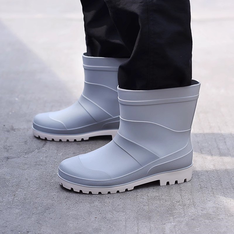 雨鞋男士新款防h雨防水鞋短中筒钓鱼防滑雨靴加绒棉水靴工作胶鞋