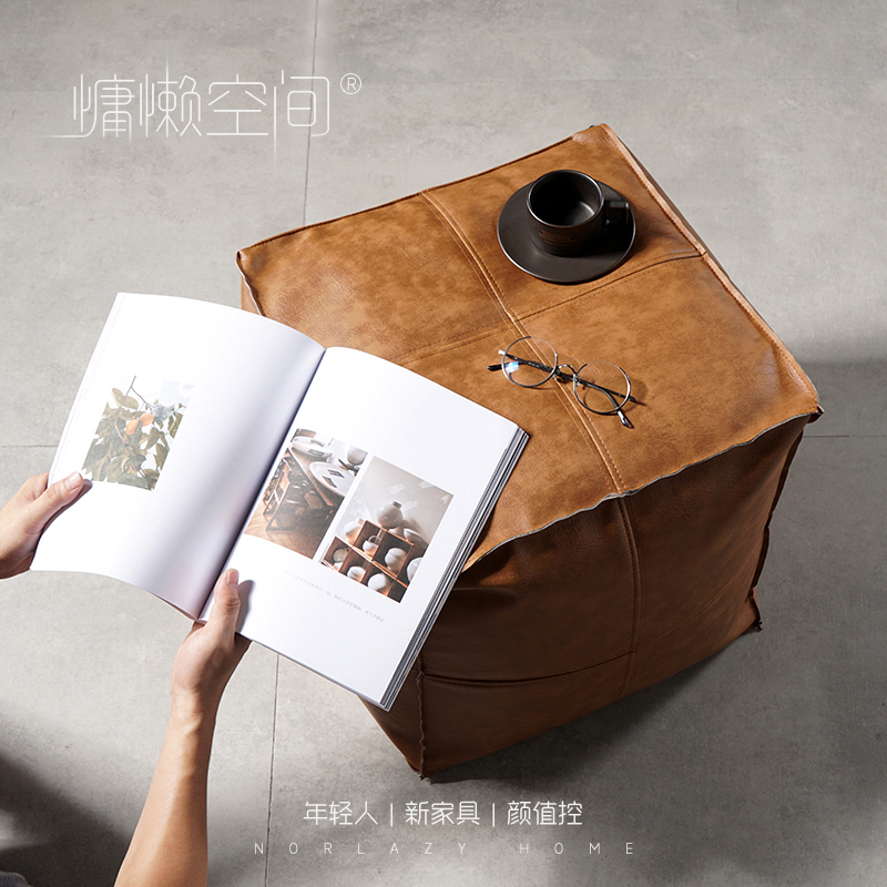 北欧简约软凳子客厅皮艺沙发墩矮凳创意方凳小户型坐墩家用换鞋凳