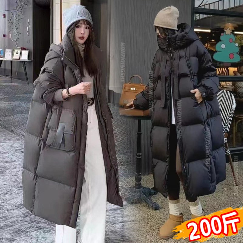 大码孕妇羽绒服棉服冬季韩版2024连帽宽松外套过膝长款时尚200斤