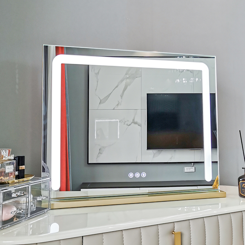 大号智能镜子化妆镜台式led灯带梳妆台镜子led化妆镜桌面方形大号
