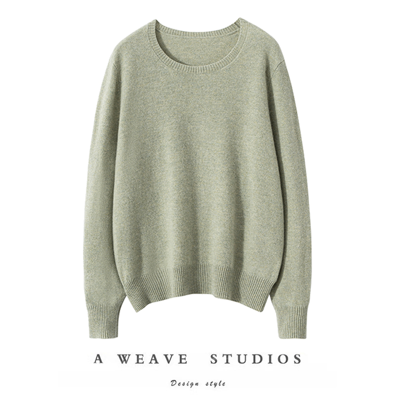 一眼记住你!羊绒衫女100%纯山羊绒圆领套头宽松打底毛衣秋冬新款