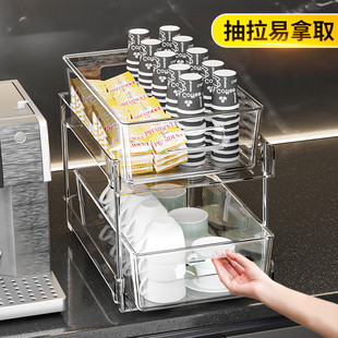吧台咖啡水杯收纳水吧亚s克力杯架餐边柜杯子置物架高级感轻奢架