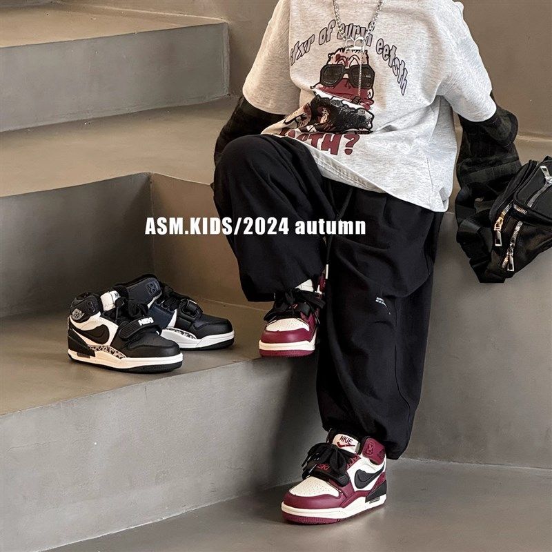 亲子儿童高帮春秋新款板鞋女童防滑耐磨运动鞋男童软底篮球鞋学生