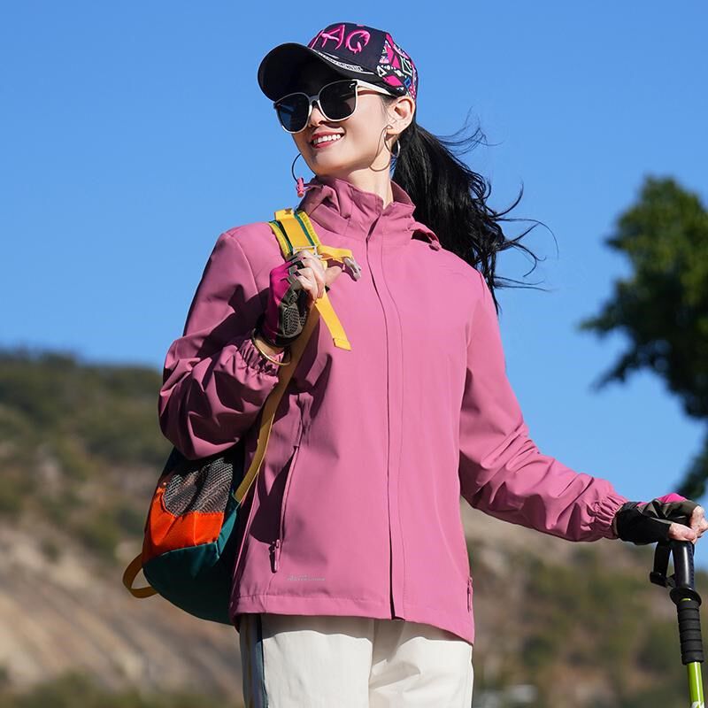 春装女款2025j年开春新款外套美式复古宽松休闲运动户外连帽冲锋