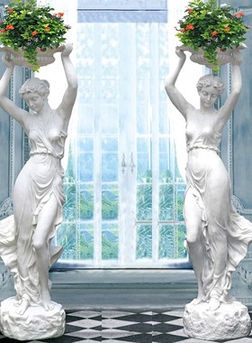 欧式人物雕塑酒h店会所门厅捧花美女创意迎宾装饰落地造景开业摆