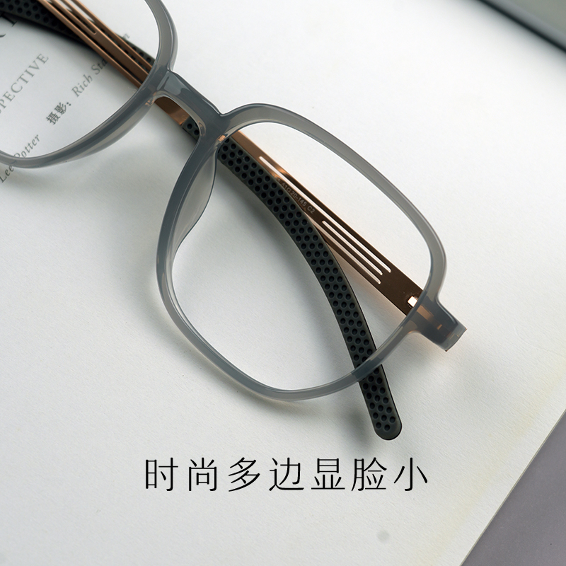 粗框眼镜大脸女网红款显脸小时尚大F框眼镜架无镜片多边框纯钛镜