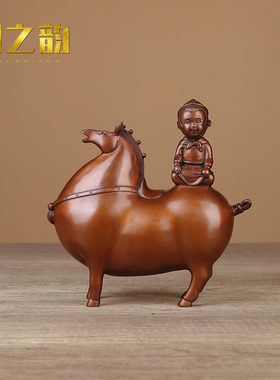 纯手工纯紫铜大h象铜猴子象上封侯室内书房桌面创意摆件商务装饰