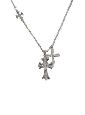 小众时尚简约锆石双十字架吊坠项链个性轻奢百搭高级感锁骨链