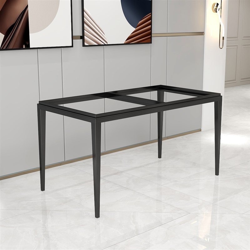 定做黑色不锈钢餐桌脚饭桌支架金属餐台桌面架子岩板茶桌支撑脚架