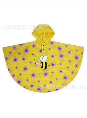 儿童斗篷式雨衣PVC加厚多样环保防水半圆形雨披可爱卡通雨披定制