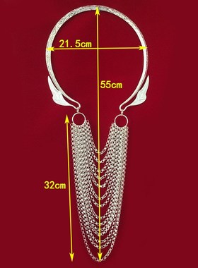 新款民族风新款苗族银项圈服装配饰菱形镀银项圈银链流苏吊坠