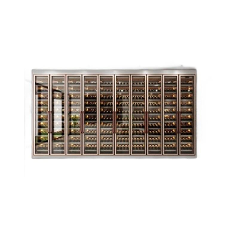 高档轻奢别墅地下k室酒窖酒庄不锈钢恒温酒柜实木橡木红酒柜会所