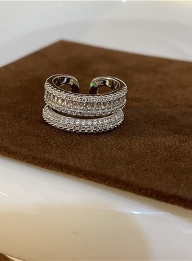 简约时尚百搭锆石开口戒指女小众设计食指戒气质高级感指环潮