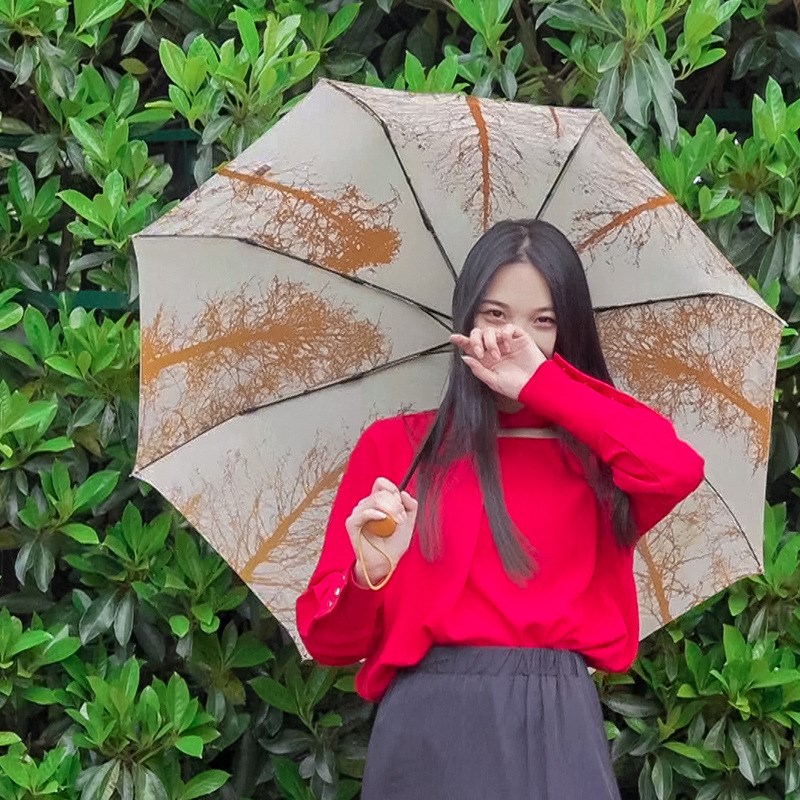 厂家创意全自动雨伞桦林树三折防晒折叠晴雨伞定制logo礼品广告伞