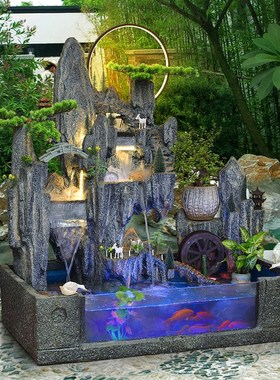 假山流水喷泉循环水景观客厅办z公室玄关阳台风水轮招财庭院水摆