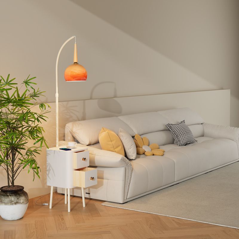 奶油风落地d灯客厅沙发旁置物架一体装饰氛围灯北欧轻奢卧室床头