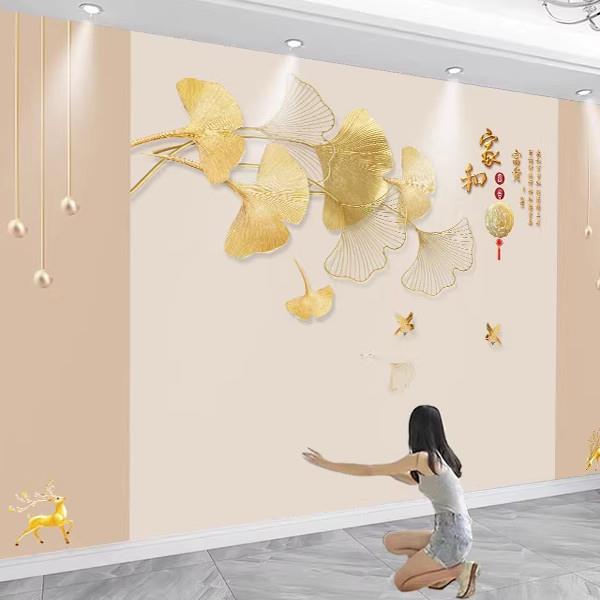 2025现代简约电视背景墙壁纸自粘客厅沙发轻奢贴画 画3d影视无缝