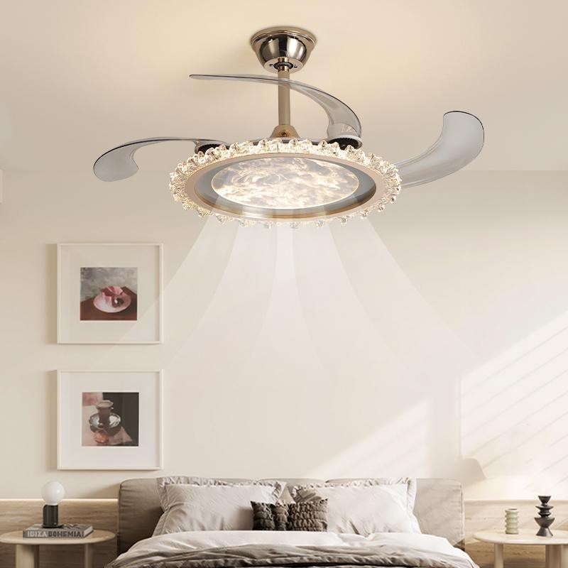 餐厅吊灯意式轻奢高级感隐形风扇一体家用全光谱现代简约卧室灯具