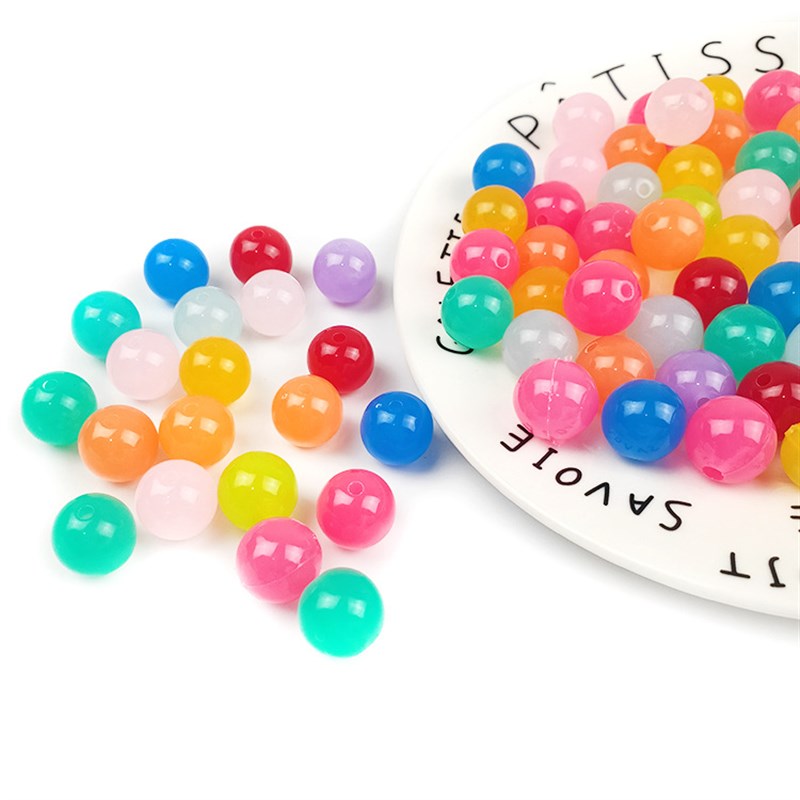 6-20mm果冻圆珠糖果色珠儿童DIY手工串珠材料亚克力散珠