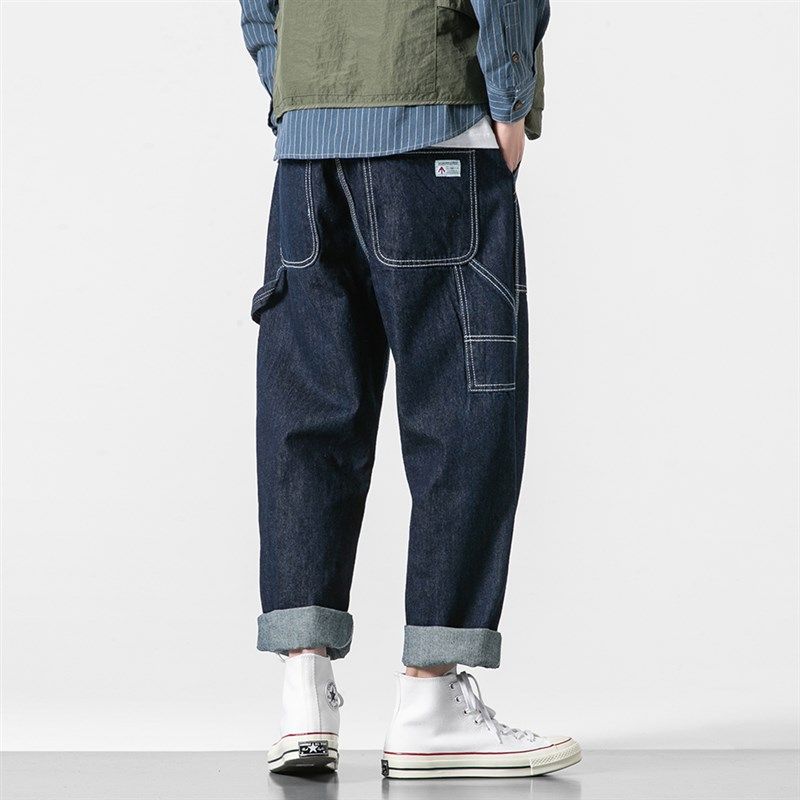 春秋美式复古哈伦牛仔裤男宽松直筒工装休闲裤子韩版潮流阔腿长裤,男装,牛仔裤,淘宝优惠券,粉丝福利购,淘宝优惠卷