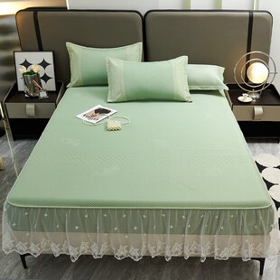 A类凉感蕾丝床笠款 全包围空调席可机洗床罩席子 凉席三件套床裙式