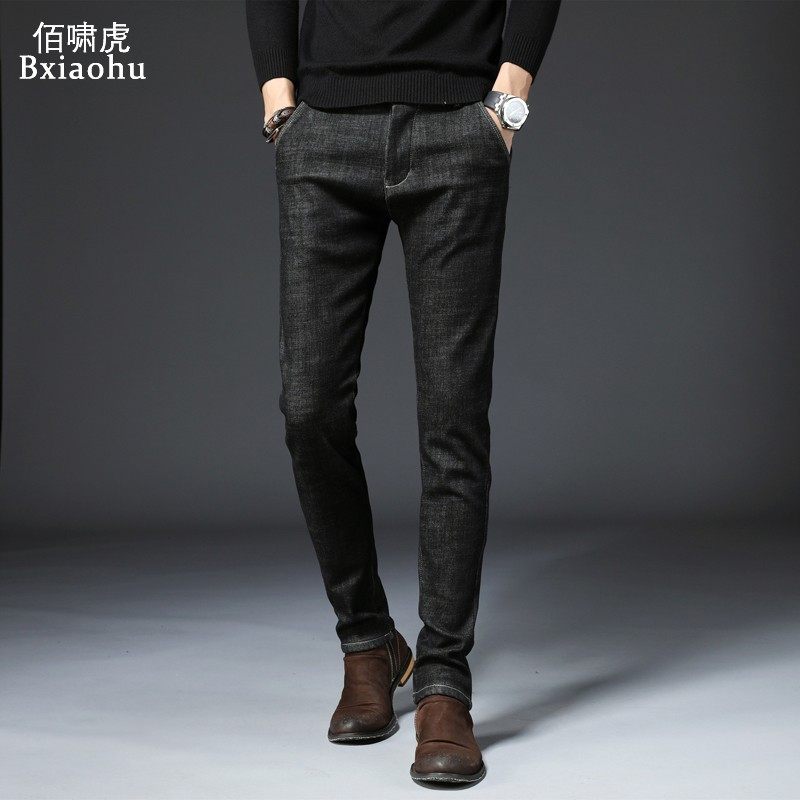 冬季男士牛仔裤男修身弹力加绒加厚秋冬款休闲长裤子小脚潮流百搭,男装,牛仔裤,淘宝优惠券,粉丝福利购,淘宝优惠卷