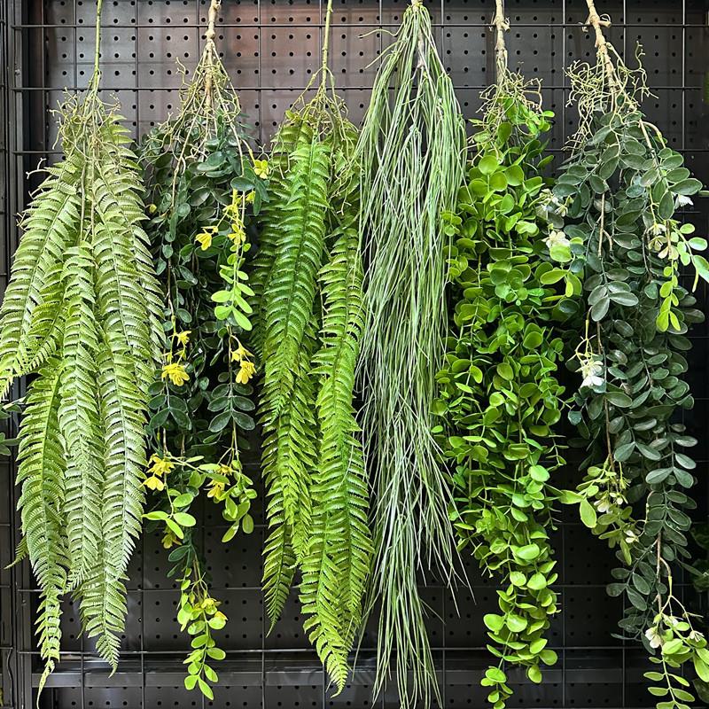 彷真绿色植物藤条金鱼草壁挂塑料藤蔓时尚饭厅装饰垂挂藤条软装造