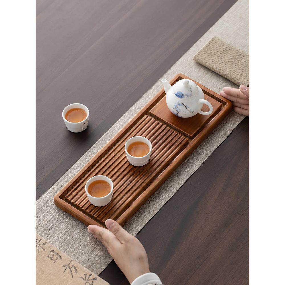茶盘茶具家用高档竹制茶托盘干泡茶台办公室简易盖置壶承功夫茶盘