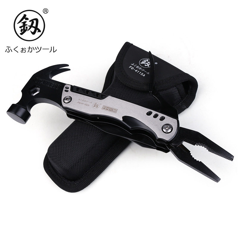 釰福冈工具户外多功能羊角锤钳子组合车载安全锤野营折叠工具野外