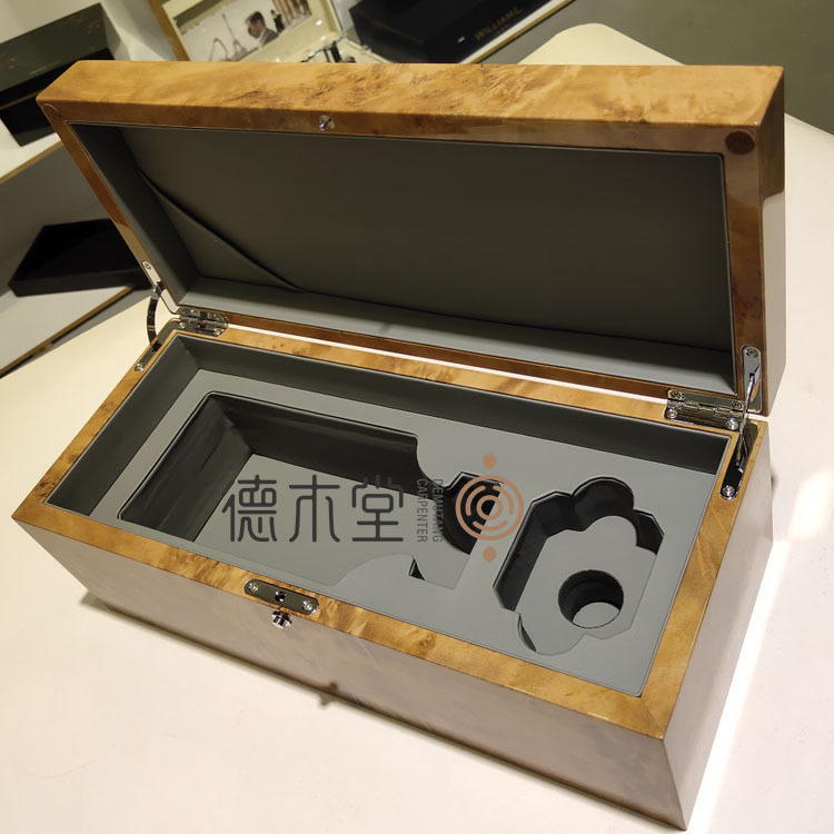 木质喷漆酒盒 高档实木酒盒 手工贴木纹纸钢琴漆红酒木盒