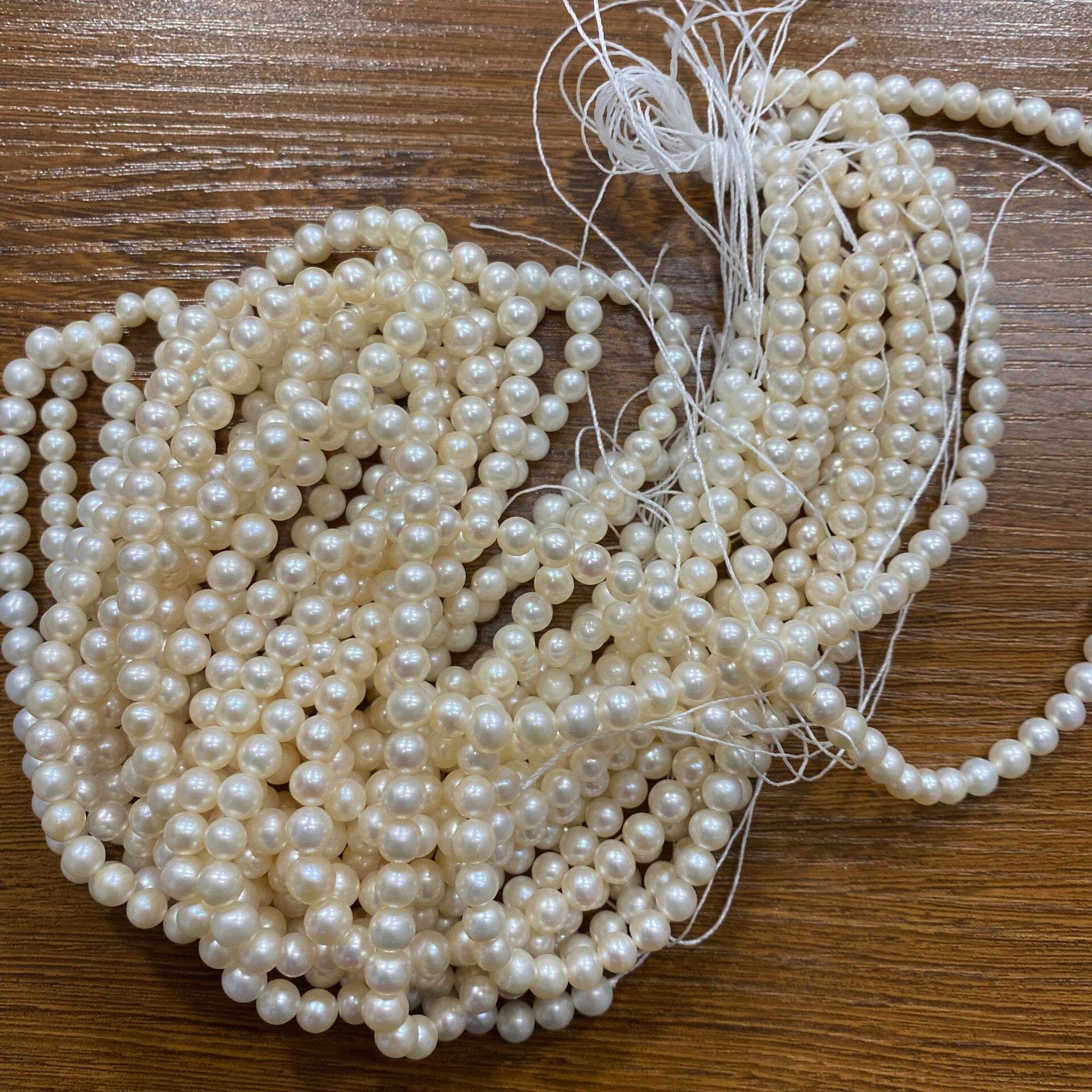 天然淡水珍珠近圆珠直销散珠圆珠制作饰品配件珍珠穿珠