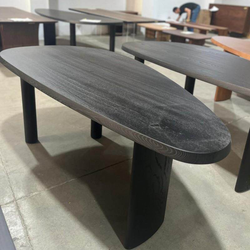 中古风实木设计师不规则椭圆形书桌法式创意异形会议桌复古茶桌