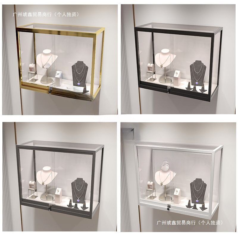 珠宝饰品展示柜上墙挂壁柜烤漆桌面小型手办玻璃轻奢首饰吊柜商场