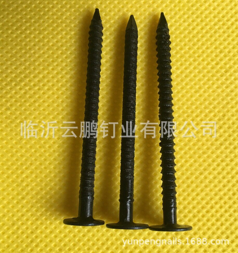 专业生产镀锌烤黑环纹钉搓丝钉规格型号线径3.0mm长度50mm及以上