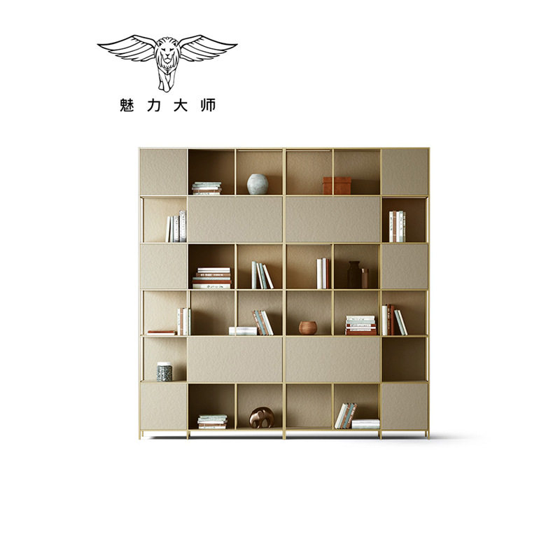 魅力大师意式极简书架 别墅豪宅书房搭配系列 现代轻奢不锈钢书柜
