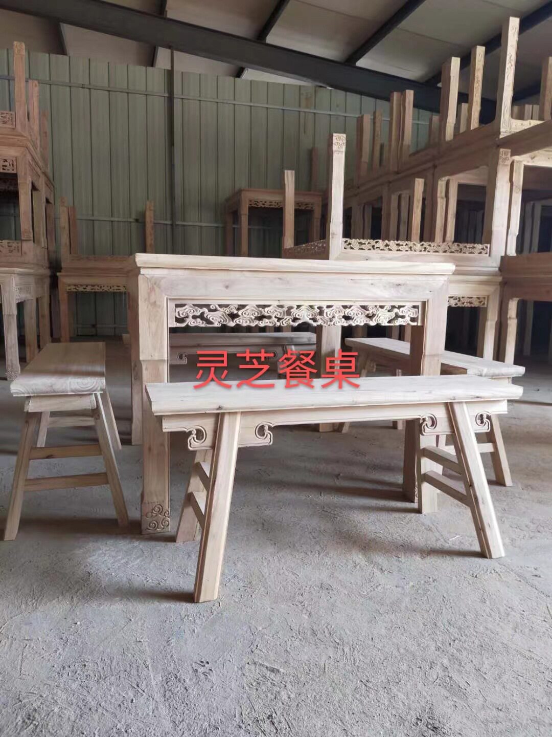 榆木餐桌实木八仙桌中堂方桌休闲桌中式客厅茶桌送货至提货点儿童