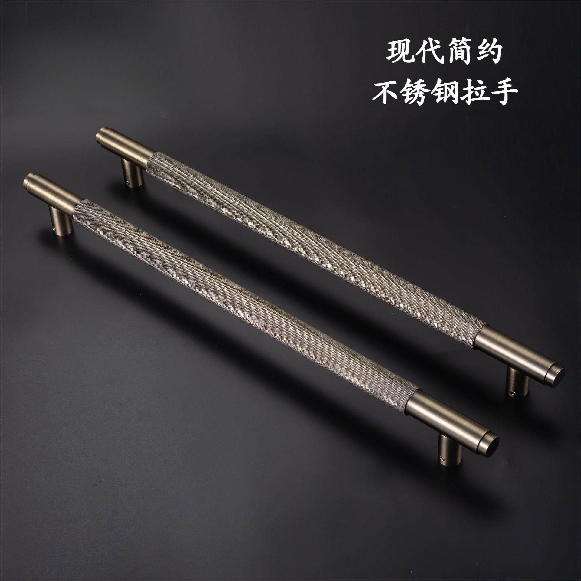 现代简约大门拉手不锈钢玻璃门圆管拉手酒店别墅北欧黑色木门拉手