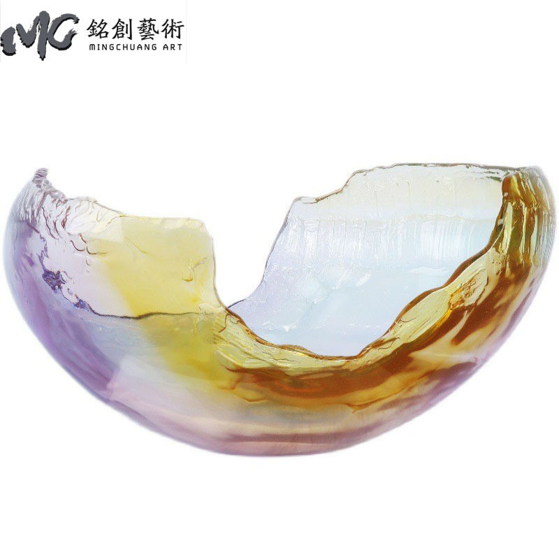 聚宝盆创意透明树脂摆件雕塑样板房售楼处客厅大厅桌面工艺品