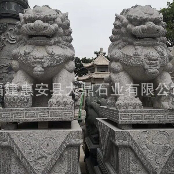 石狮子祠堂公司门口石雕狮子摆放大型石雕狮子福建泉州石刻