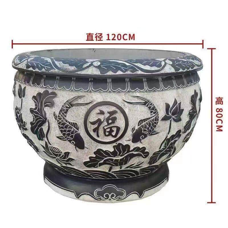 石雕青石鱼缸仿古石头大缸花盆荷花石缸养鱼门海石槽庭院户外水缸