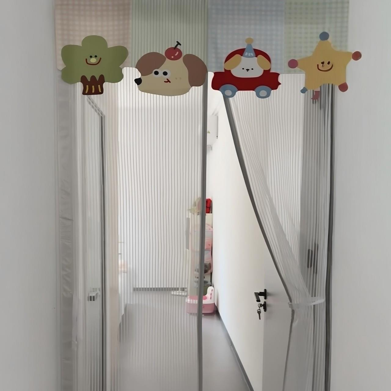 小动物门帘夏季家用入户门卧室防蚊门帘创意可拆卸磁吸金刚网纱帘